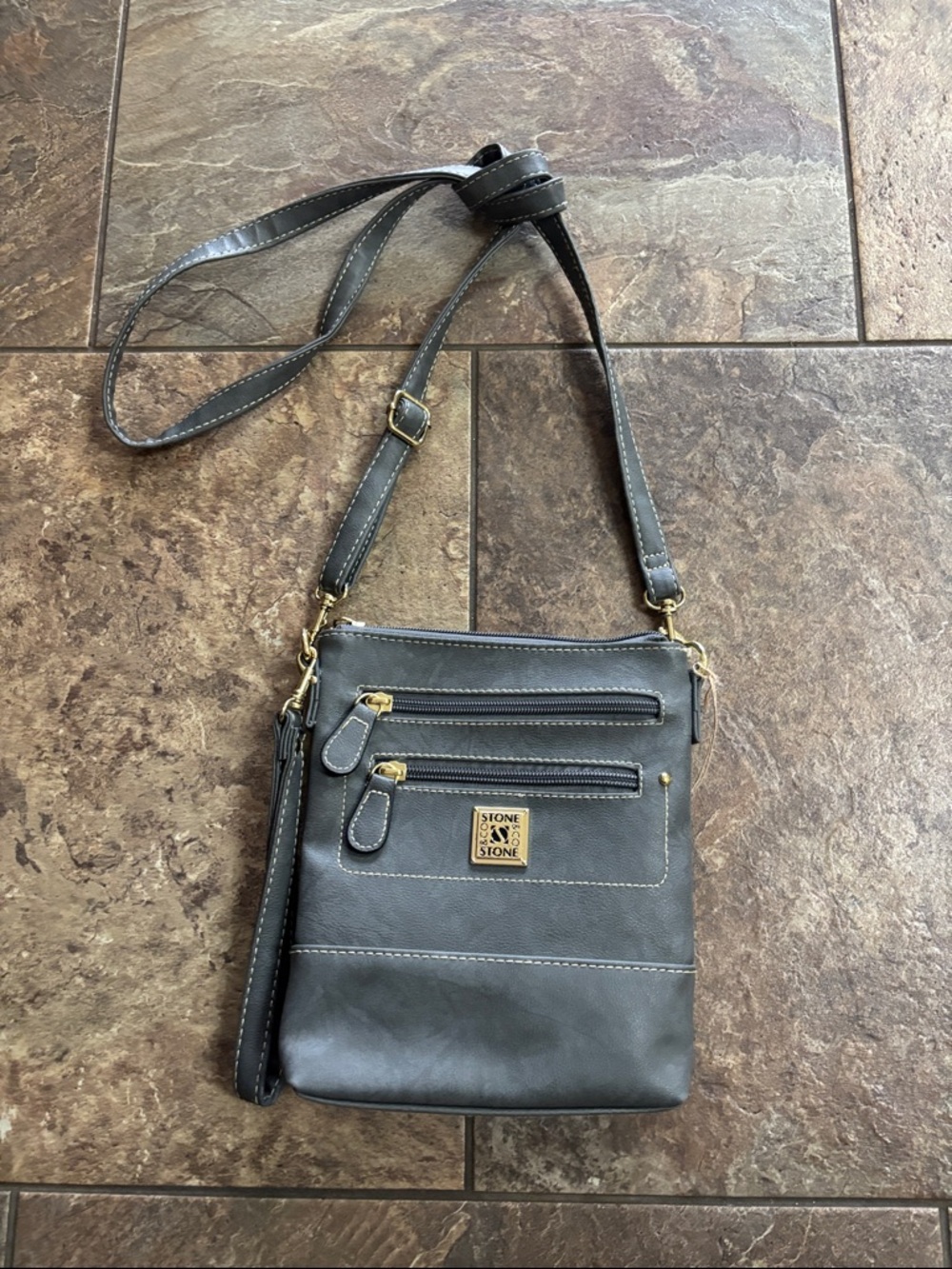 Stone & Co. Black Crossbody Bag with Gold Hardware